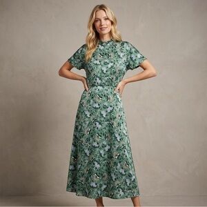 Ann Taylor Emerald Green Floral Dress Size 14